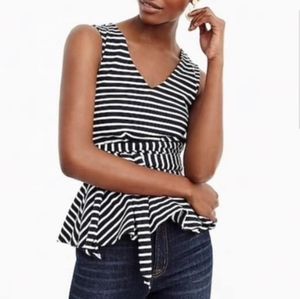 J.Crew Navy Striped Peplum Top W/ Bow Size Large